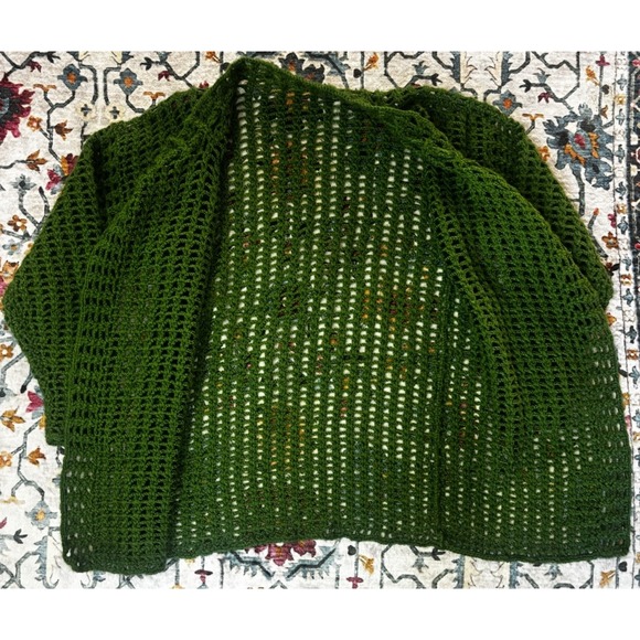 Vintage Handmade Granny Crochet Chunky Sweater Jacket Green - Picture 6 of 10